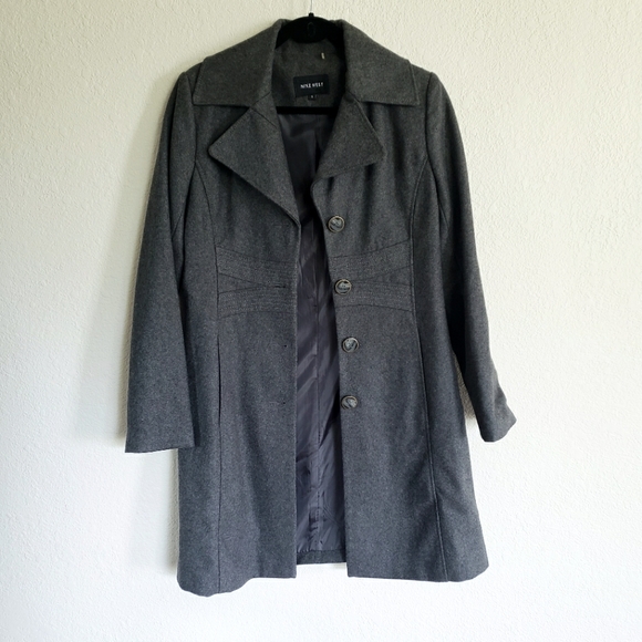 Nine West Dark Grey Wool Blend Trench Coat